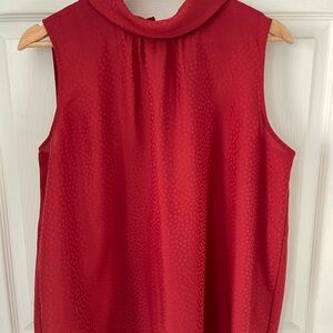 Ann Taylor Large Petite, Red Orange Sleeveless Blouse